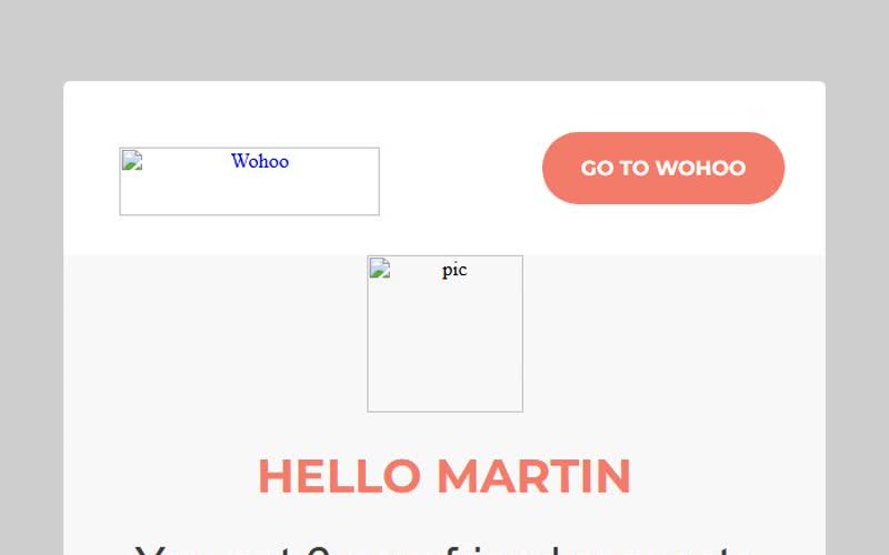 WOHOO Email — screenshot