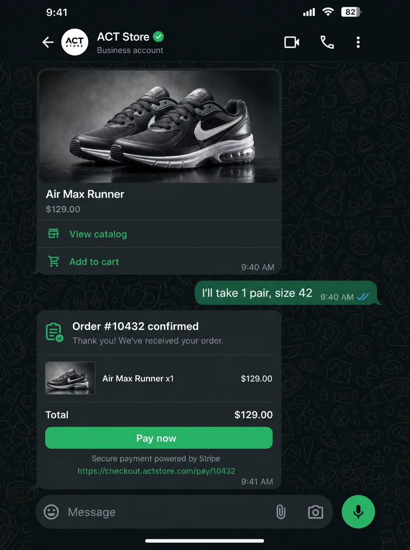 In-chat product and order messages